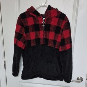 Cozy Red and Black Plaid Misses Hoodie